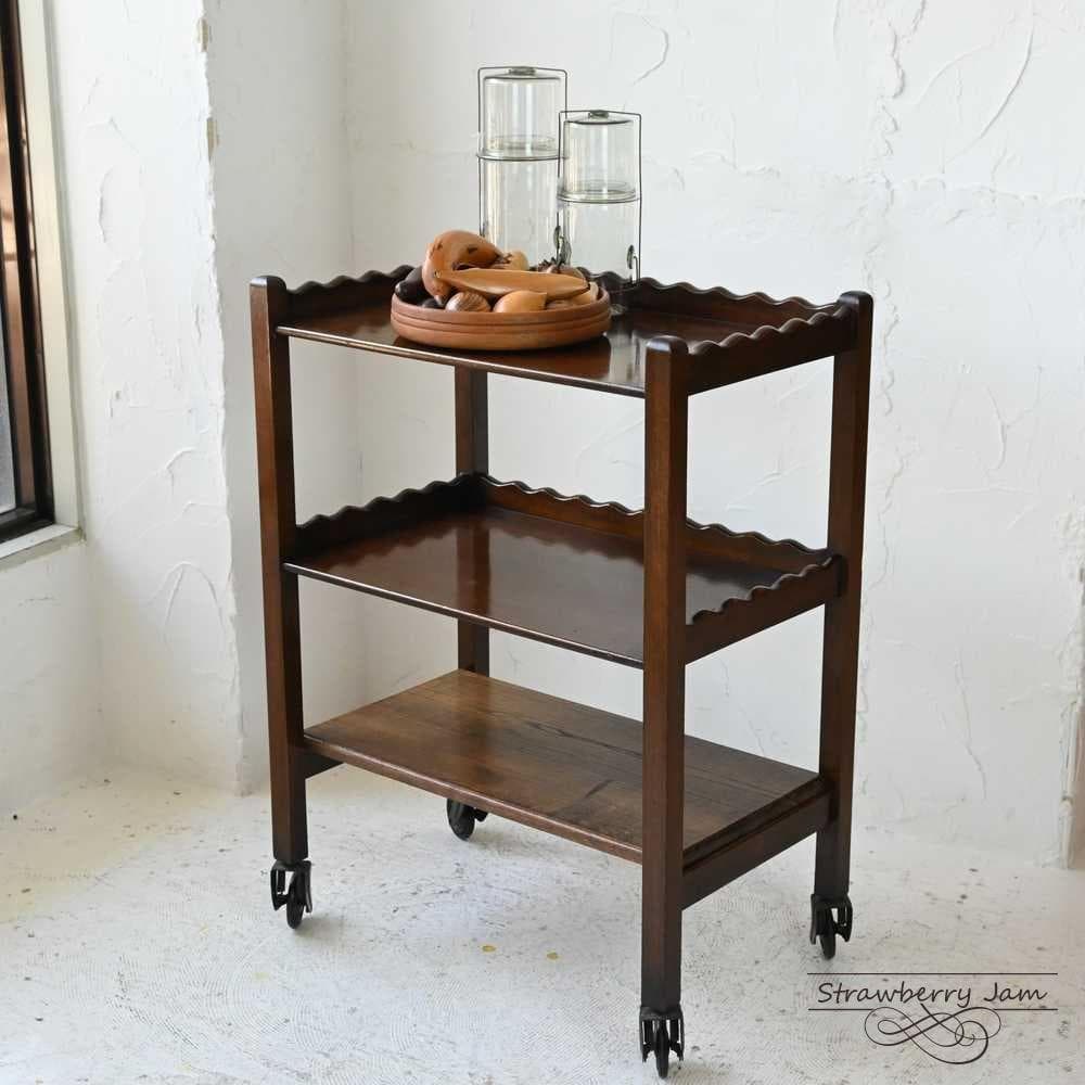 L3501-93 英国アンティーク オーク ワゴン 収納 トローリー イギリス