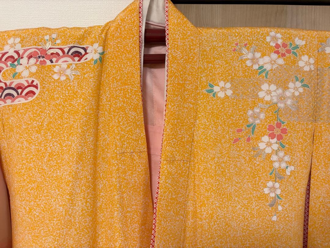 七五三 7歳祝い着 正絹 黄色 おしどり M2509025