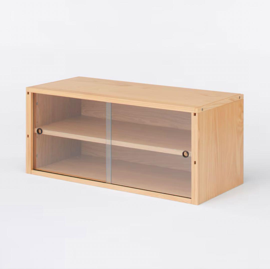 OG&co. スチールユニットシェルフ用・ボックス・ガラス引き戸・オーク材