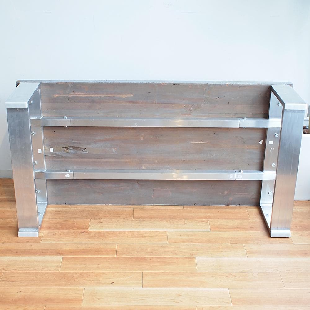 古木天板×クローム脚 センターテーブル 幅140cm スタイリッシュモダン