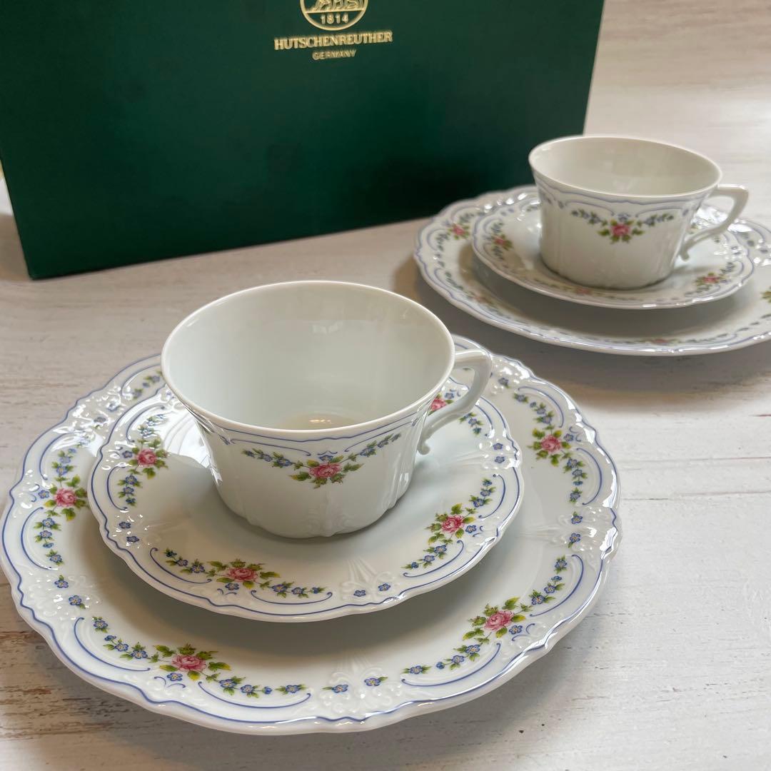 新品箱入りフッチェンロイターイザベル カップ＆ソーサーケーキ皿のペアティーセット