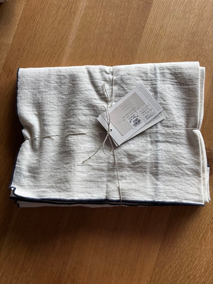 新品!テーブルクロス　フランス産　ホワイト×ネイビー