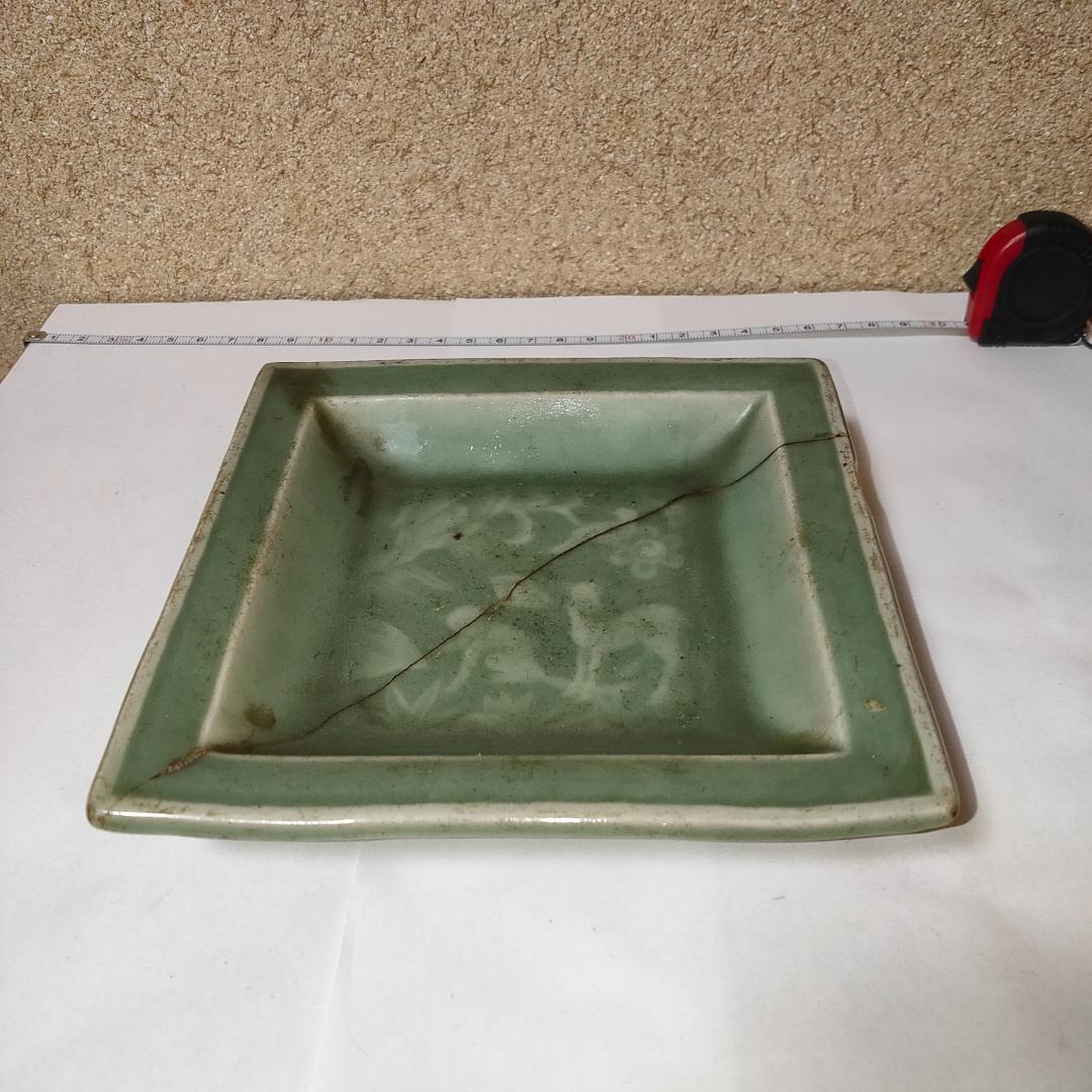 角皿　小皿　長方皿　四角皿　色絵　アンティーク　骨董　工芸品　割れ修復
