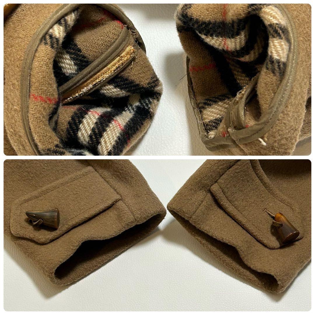 バーバリー 英国製 ダッフルコート フード ノバチェック レディース