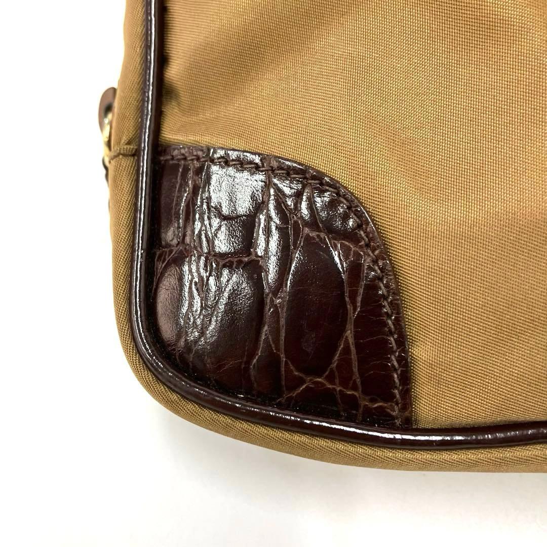 ヴィンテージ☆PRADA☆プラダ☆ウエストポーチ☆クロコ型押し☆ナイロン☆カーキ