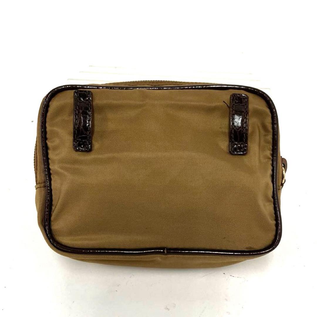ヴィンテージ☆PRADA☆プラダ☆ウエストポーチ☆クロコ型押し☆ナイロン☆カーキ