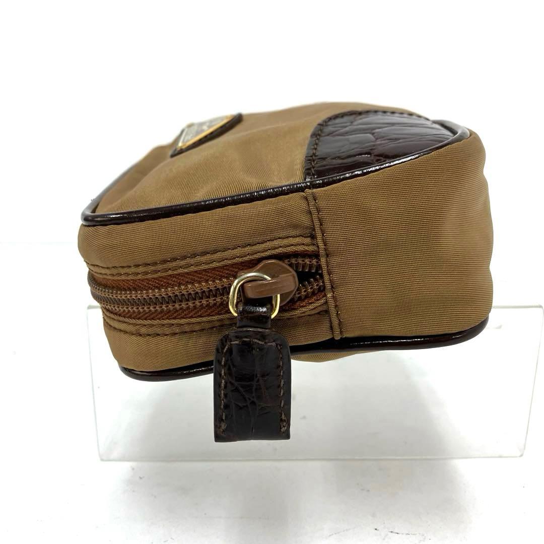 ヴィンテージ☆PRADA☆プラダ☆ウエストポーチ☆クロコ型押し☆ナイロン☆カーキ