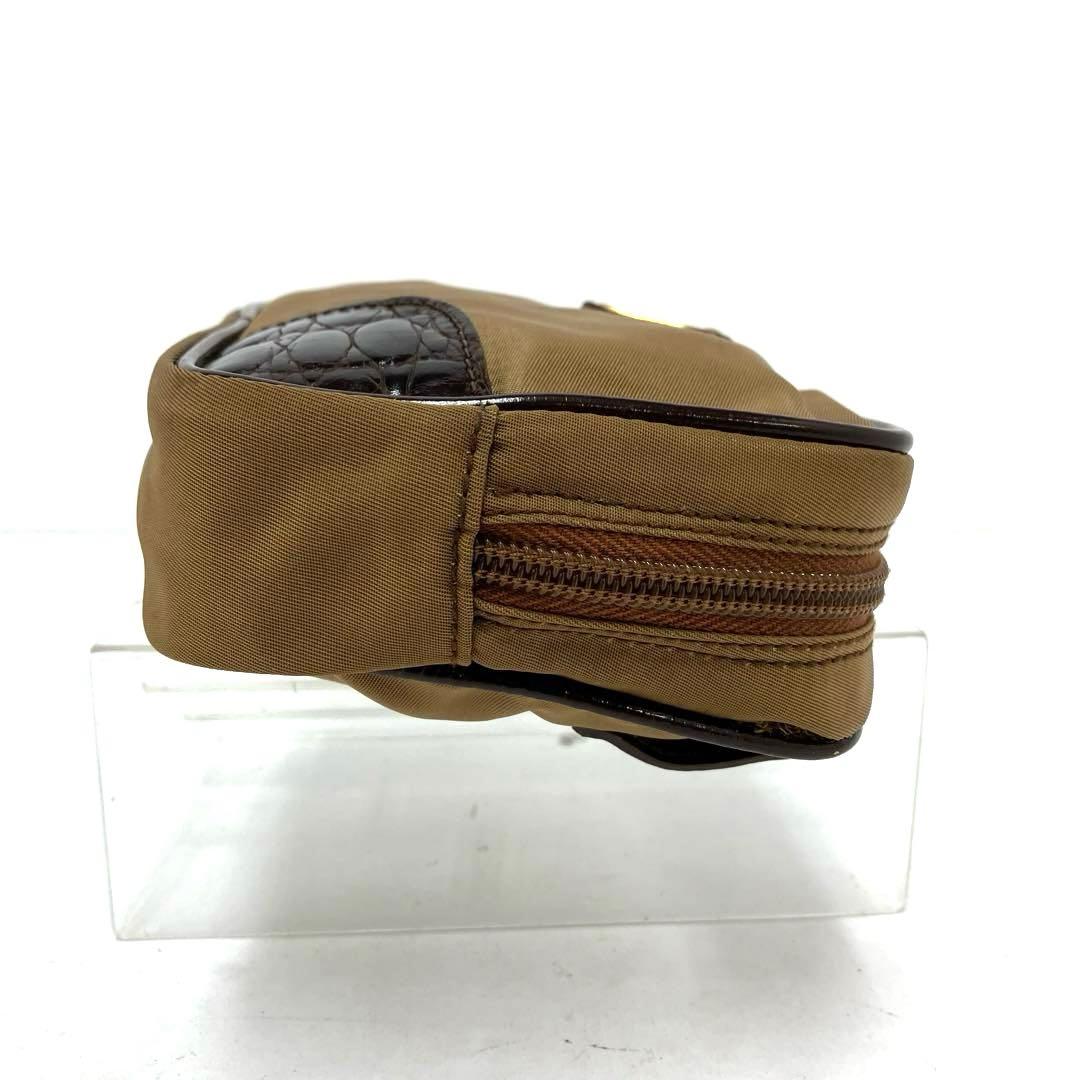 ヴィンテージ☆PRADA☆プラダ☆ウエストポーチ☆クロコ型押し☆ナイロン☆カーキ