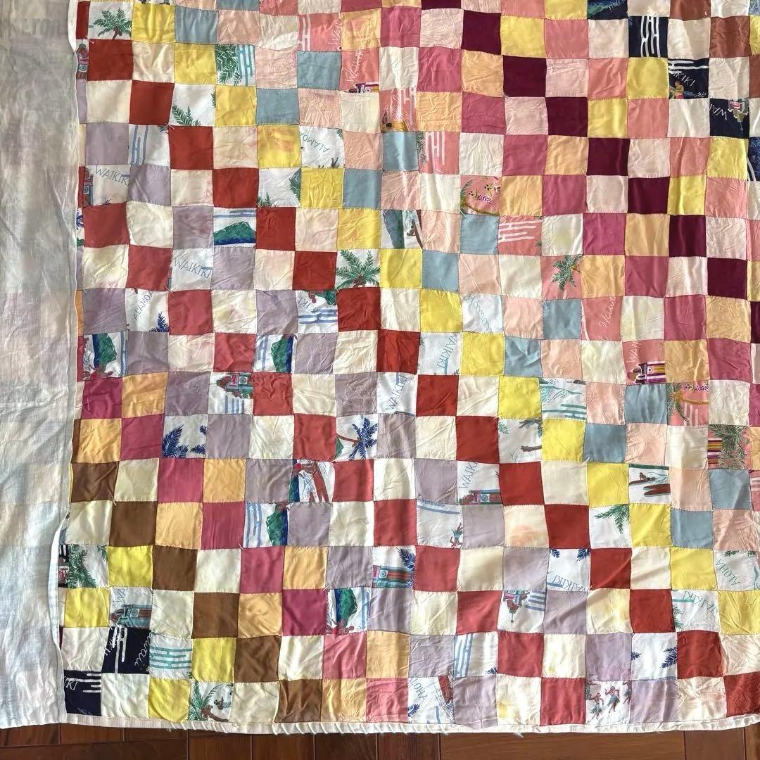 ヴィンテージハワイアンキルト　ラグ