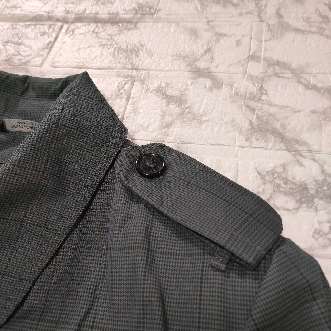 DOLCE&GABBANA　千鳥格子柄トレンチコート　ベルテッド　グレー　44
