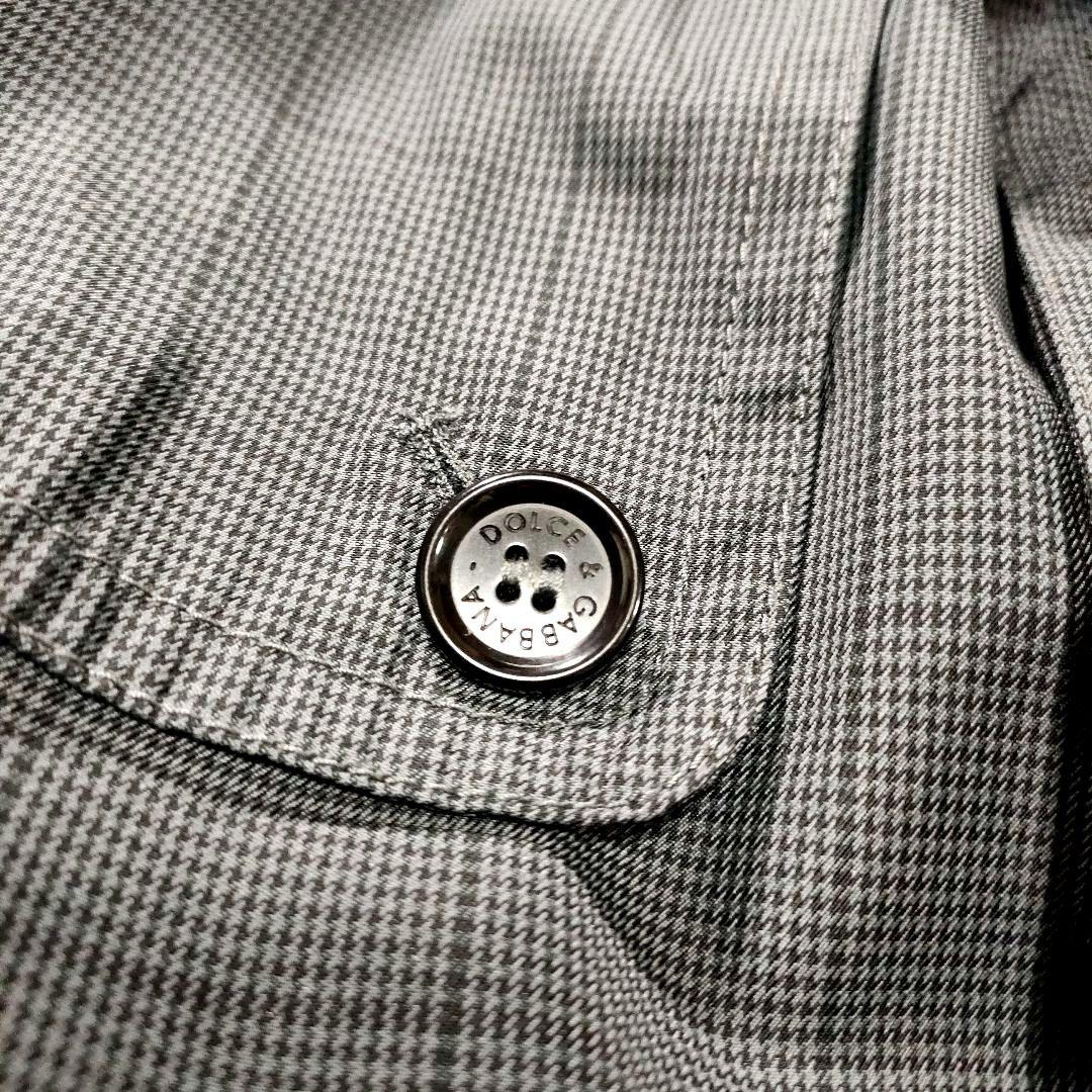 DOLCE&GABBANA　千鳥格子柄トレンチコート　ベルテッド　グレー　44