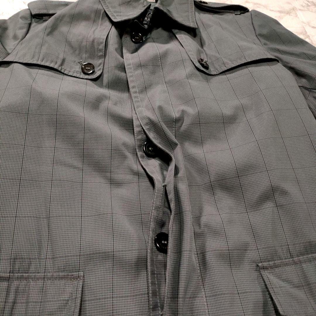 DOLCE&GABBANA　千鳥格子柄トレンチコート　ベルテッド　グレー　44