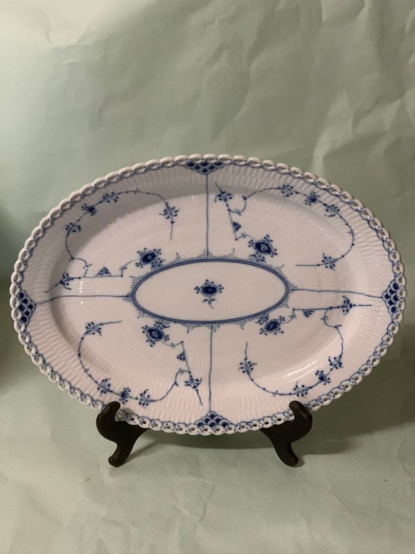 ロイヤルコペンハーゲン　ブルーフルーテッドフルレース　楕円大皿