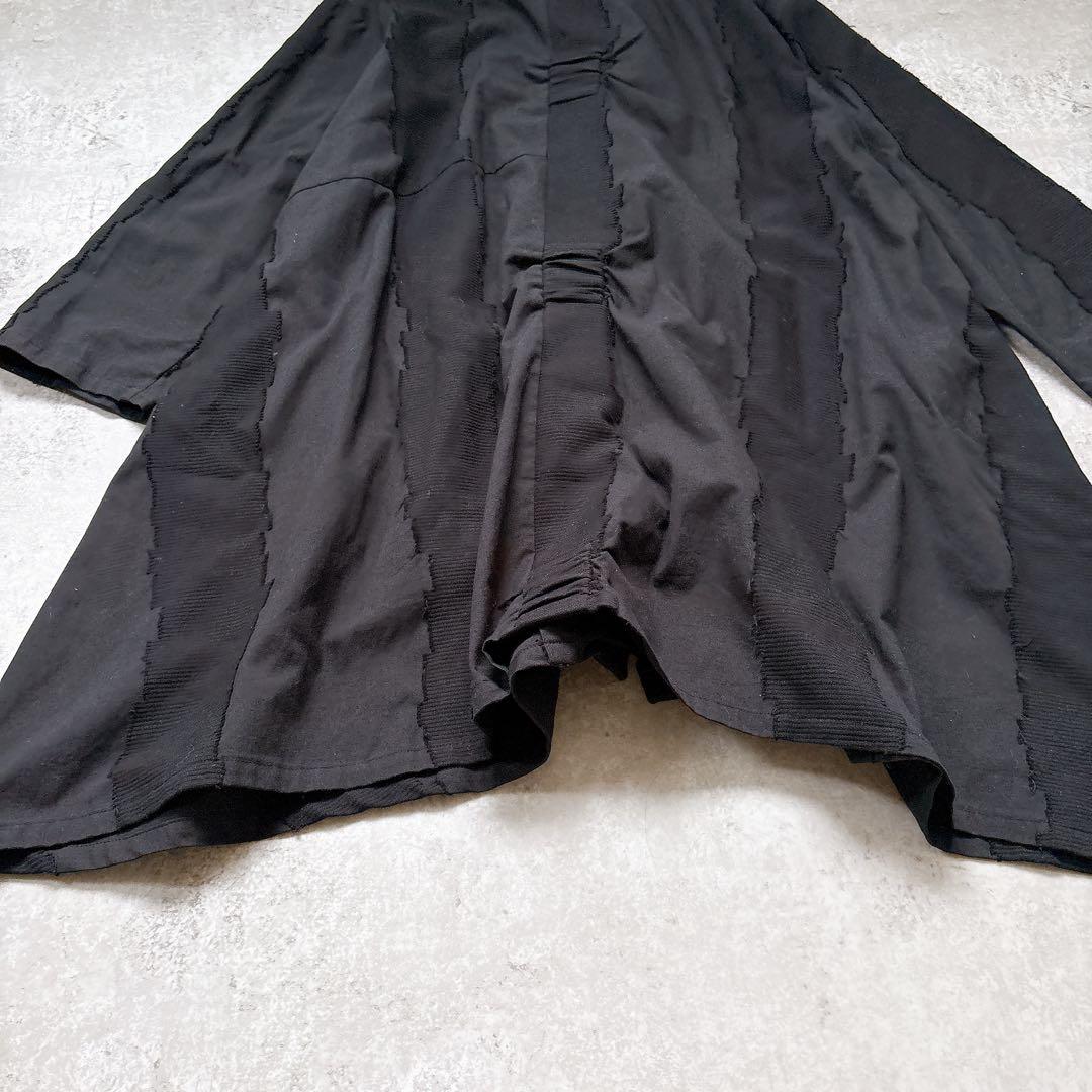 美品✨慈雨ジウ　薄手アシンメトリーコート　羽織り　シャツ　黒　ブラック　L