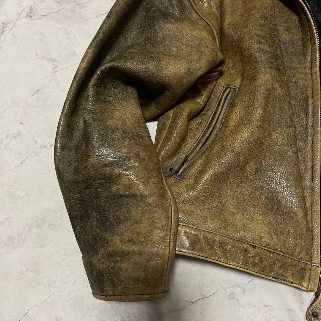 vintage レザー シングルライダース　ジャケット 肉厚 本革 M