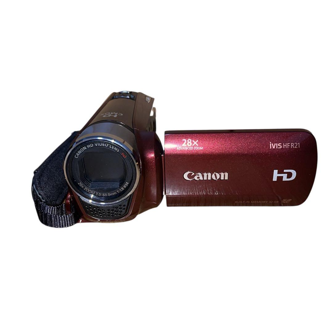 【動作品】Canon iVIS HF R21 カメラケース付 ビデオカメラ 赤