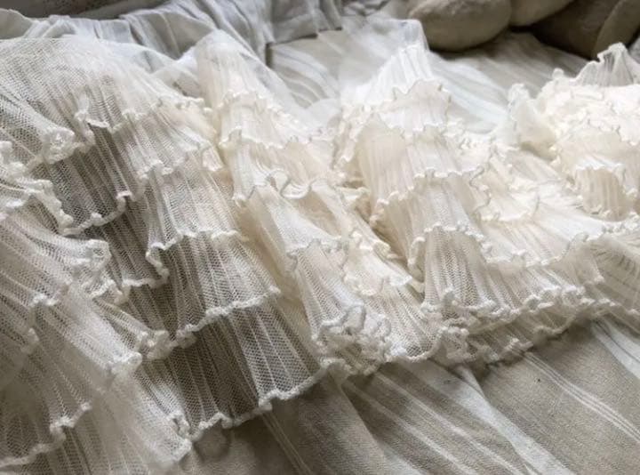 チュール レース　プリーツ　エクリュ  5弾フリル  マシンチュール