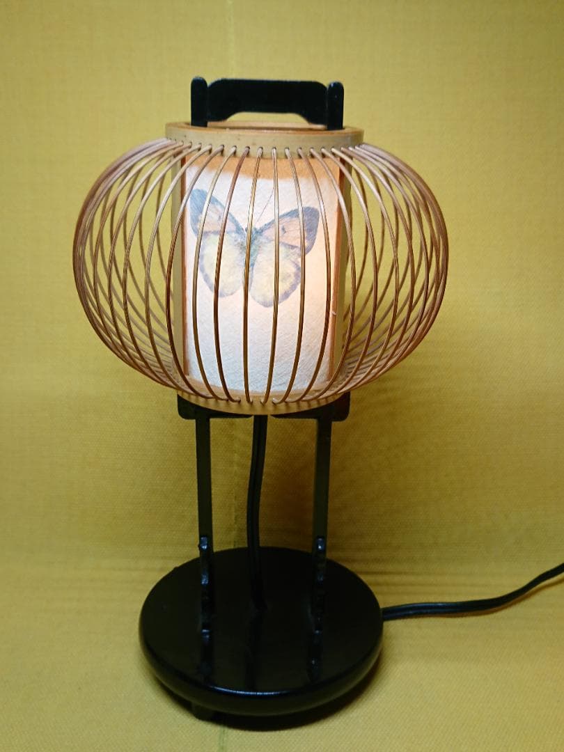 【美品】ライト　木製　竹細工　和紙　置物　インテリア　工芸品　美術品　A1525