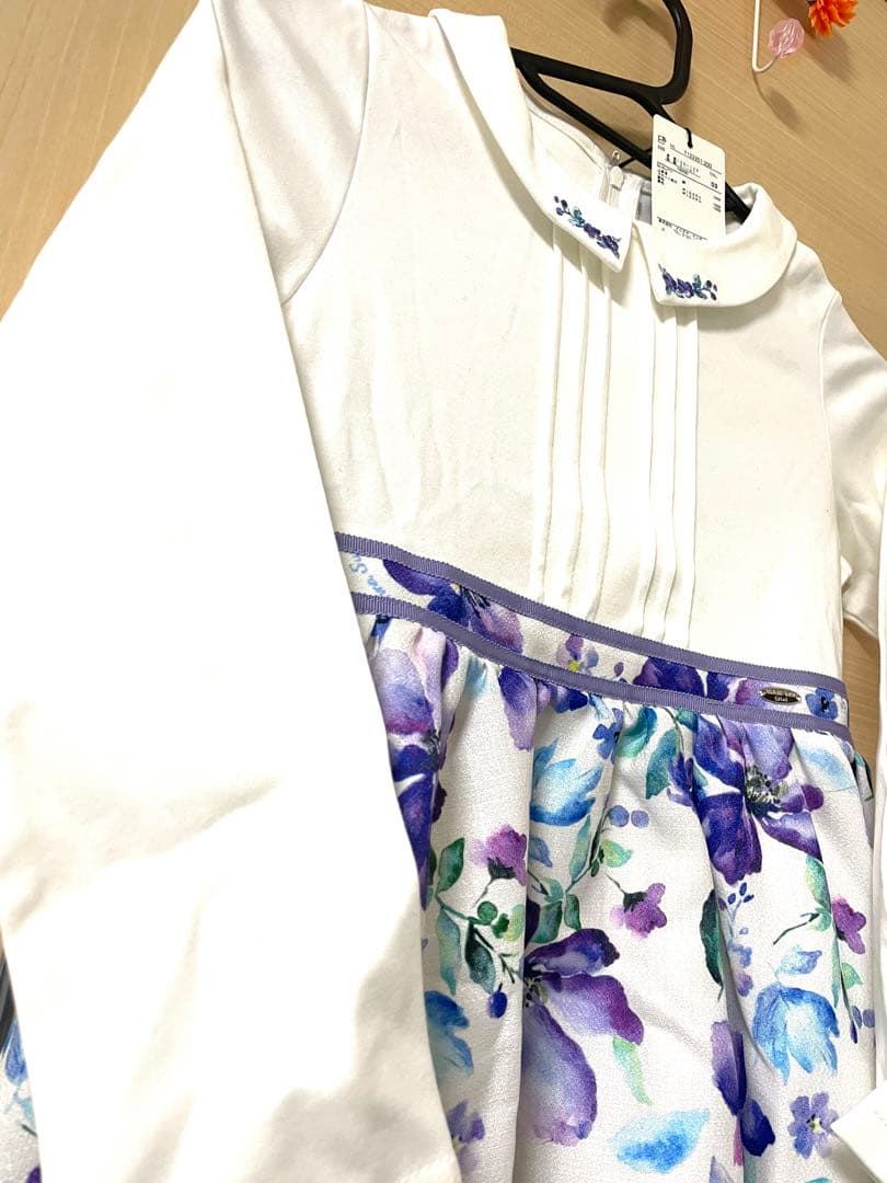 アナスイミニ　ワンピース　紫　花柄　130 入学式　フォーマル　ドレス