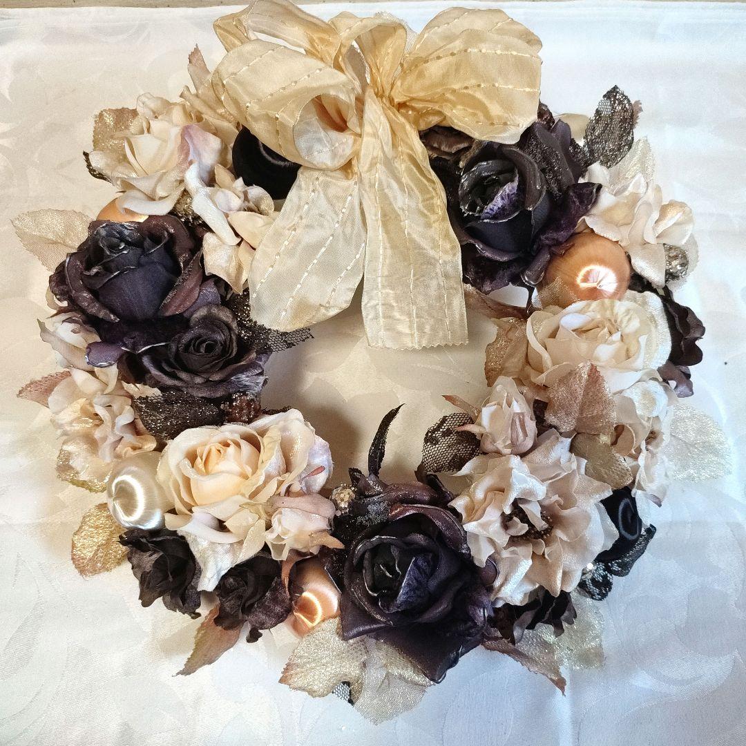 クリスマスリース　大きめ　ローズ　華やか