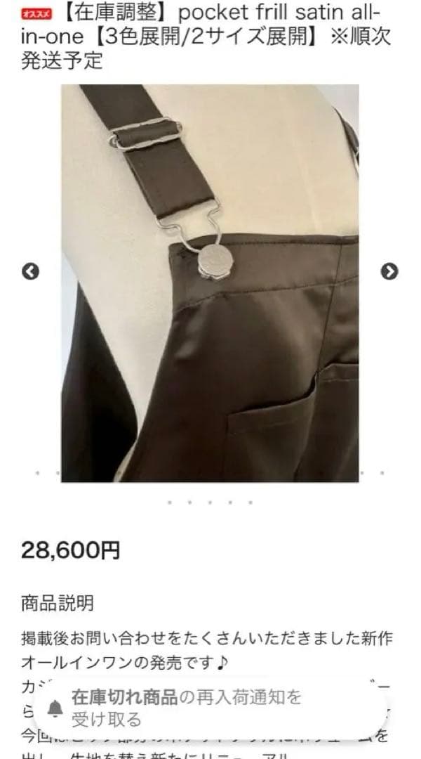 ロージーモンスター✴︎pocket frill satin all-in-one