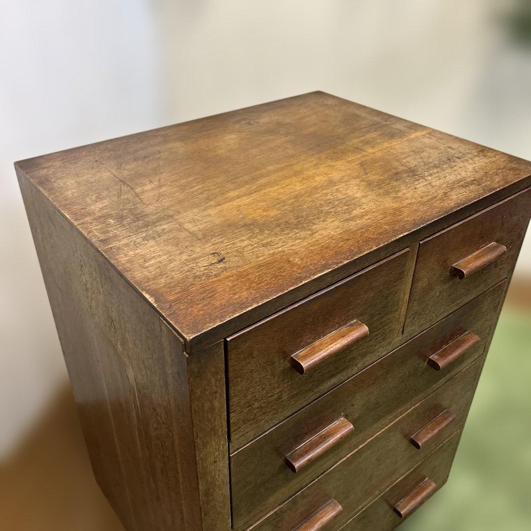 ヴィンテージ　レトロ　ブラウン　木製　チェスト 5引き出し