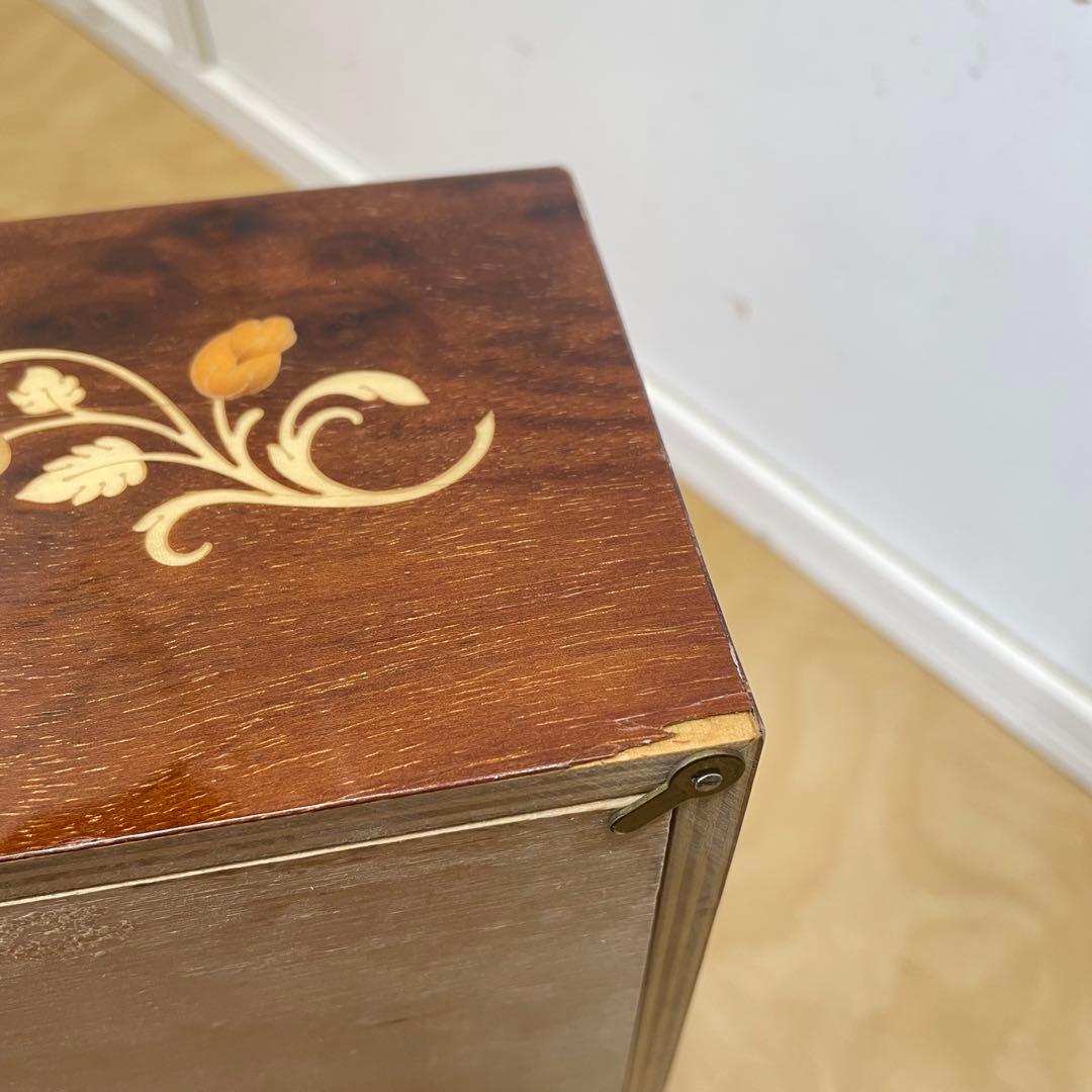 イタリア製 象嵌 ティッシュケース 木製ティッシュボックス アンティーク調