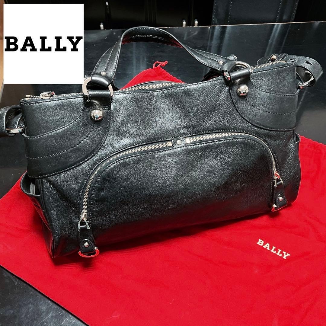 【BALLY】黒 レザー ボストンバッグ ショルダーバッグ 袋付き