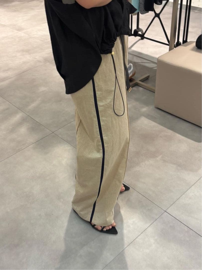 新品 今期 doudou リネンドロストフレンチシャツ シアー ブラック