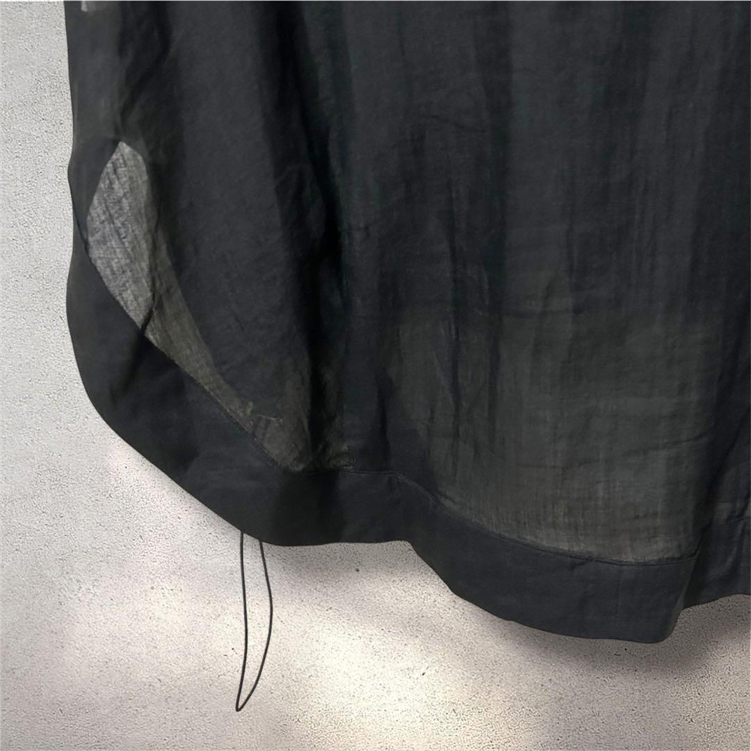新品 今期 doudou リネンドロストフレンチシャツ シアー ブラック