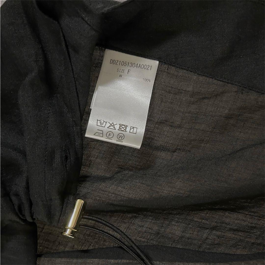 新品 今期 doudou リネンドロストフレンチシャツ シアー ブラック