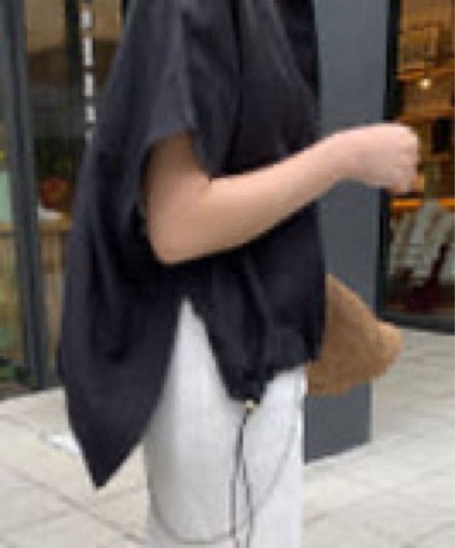 新品 今期 doudou リネンドロストフレンチシャツ シアー ブラック