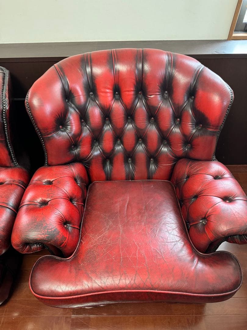 英国チェスターフィールドソファ　本革一人掛け