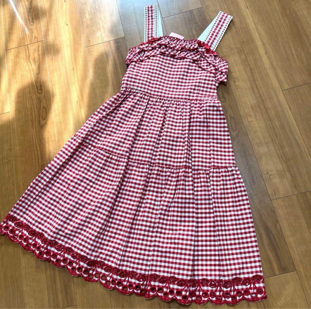 シャーリーテンプル　赤白ギンガムチェリージャンスカ