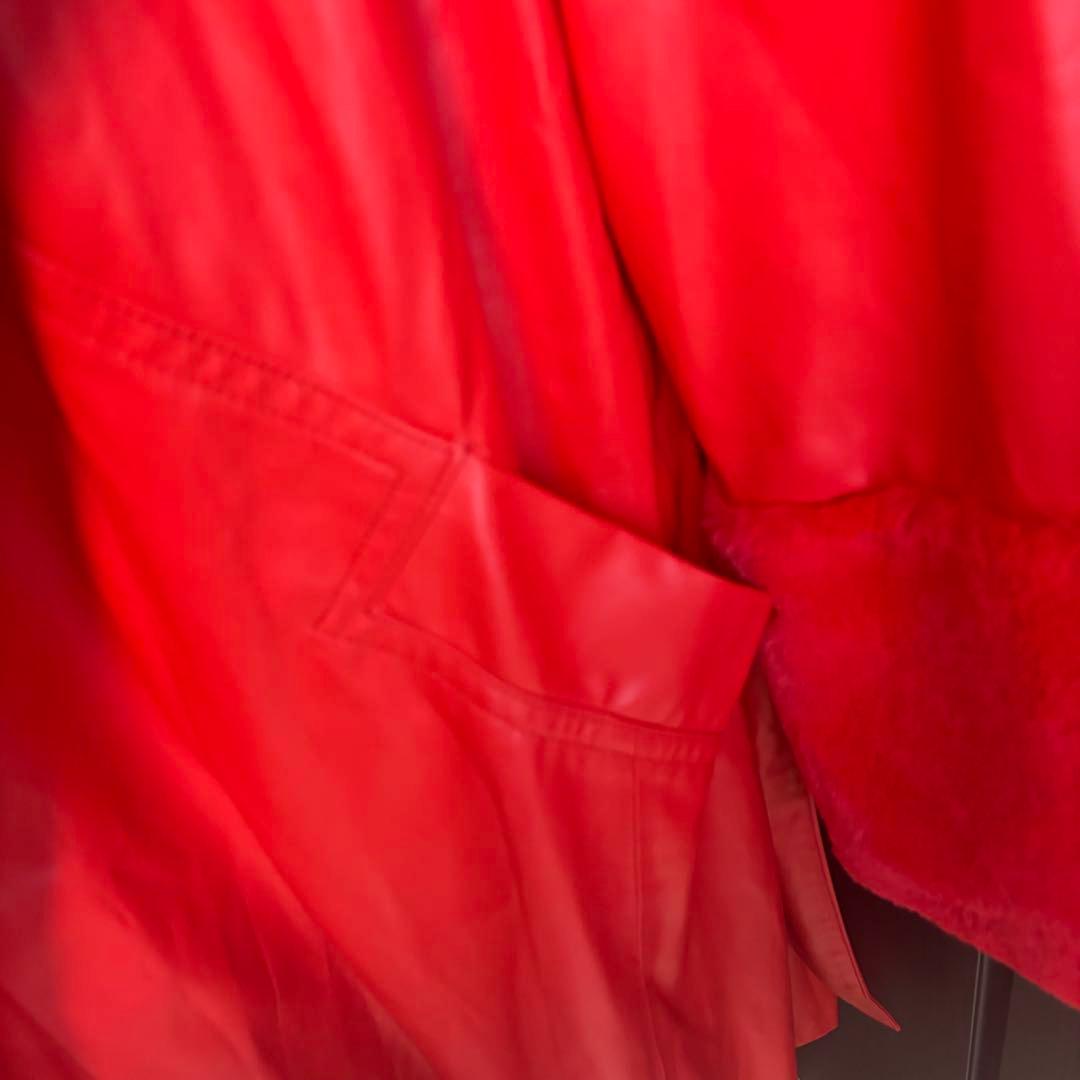 希少　美品　JAKKE ビーガンレザー　レッド　ファー　コート　Bailey