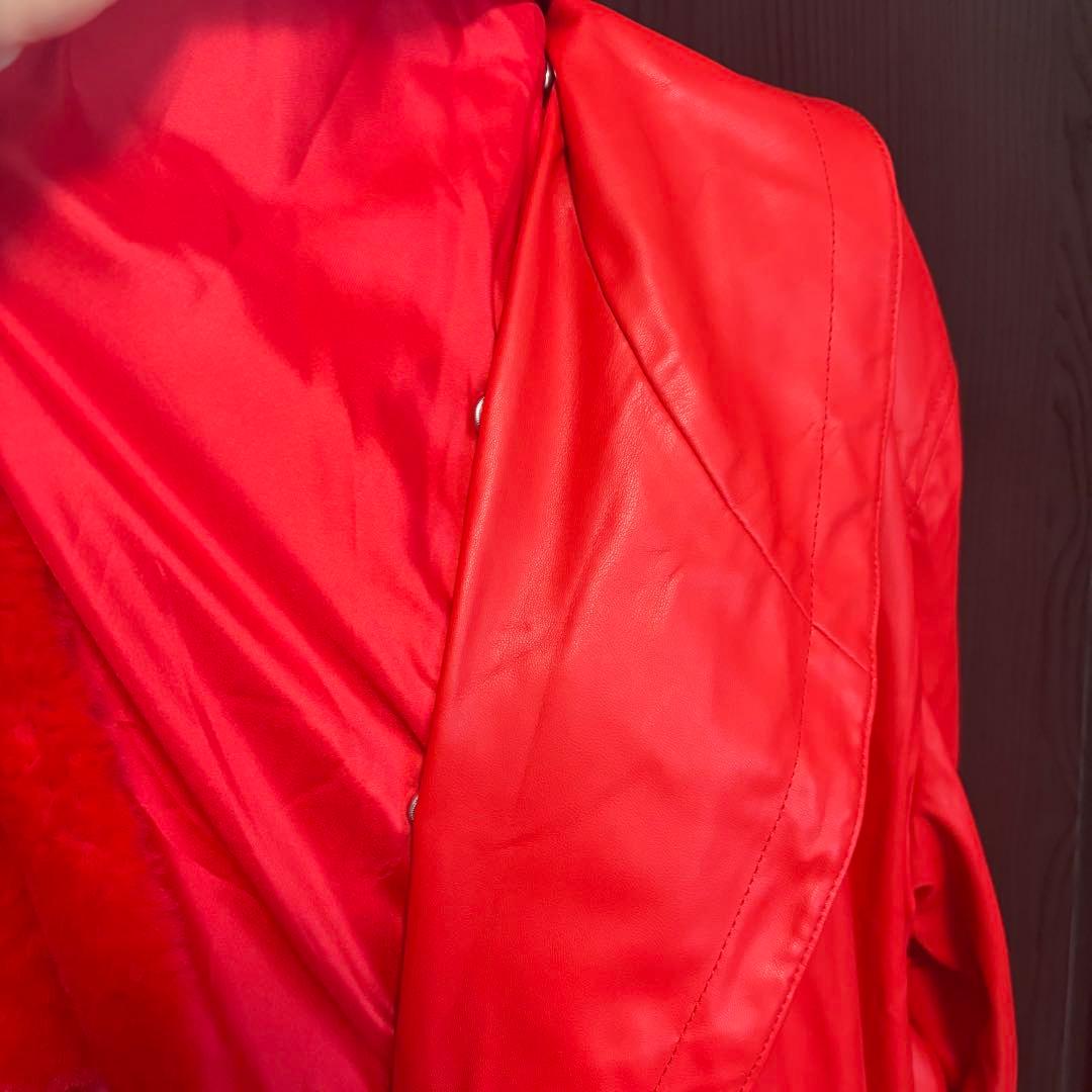 希少　美品　JAKKE ビーガンレザー　レッド　ファー　コート　Bailey