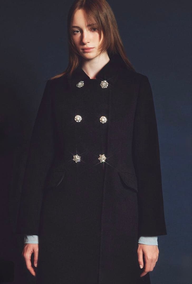 【最終値下げ】リリーブラウン ダブルビジューミディコート