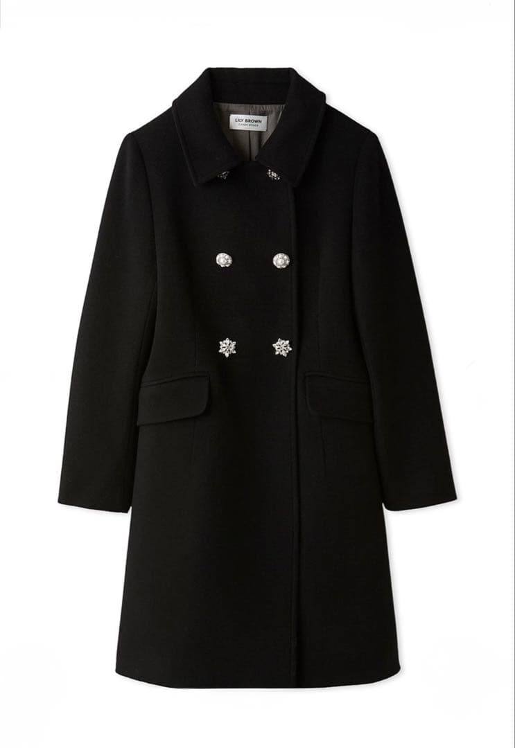 【最終値下げ】リリーブラウン ダブルビジューミディコート