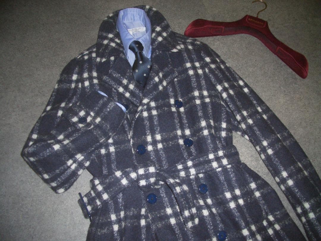 34万 ernesto ダブルコート 44 S　エルネスト ネイビーチェスター