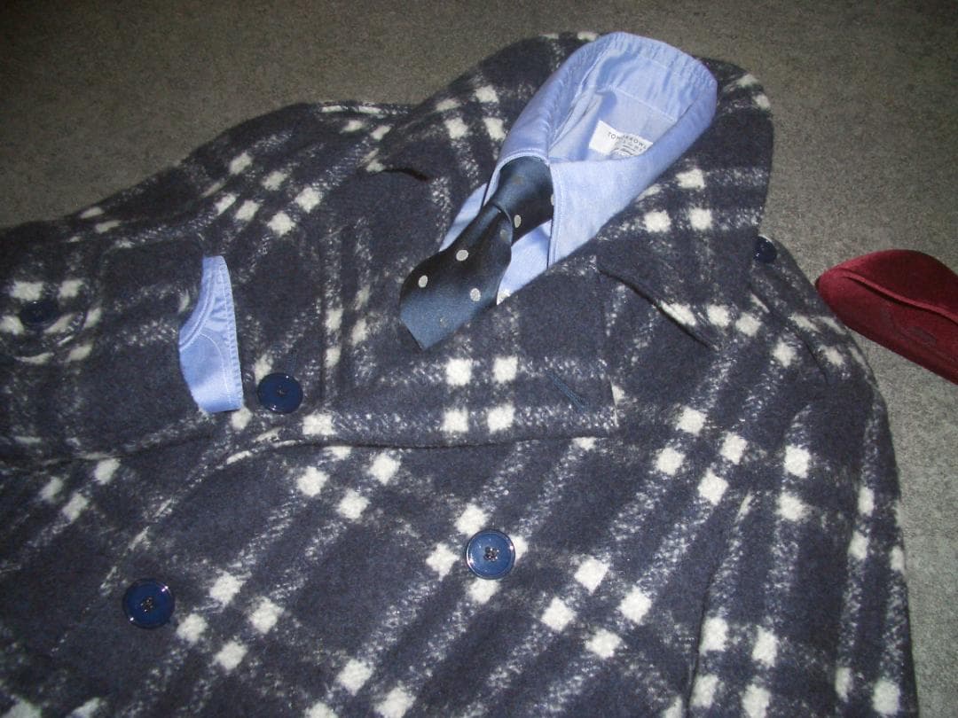 34万 ernesto ダブルコート 44 S　エルネスト ネイビーチェスター