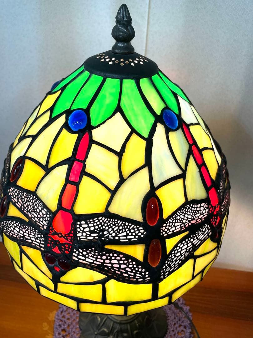 アールヌーボー トンボ柄 ステンドグラス 卓上ランプ インテリア 美品