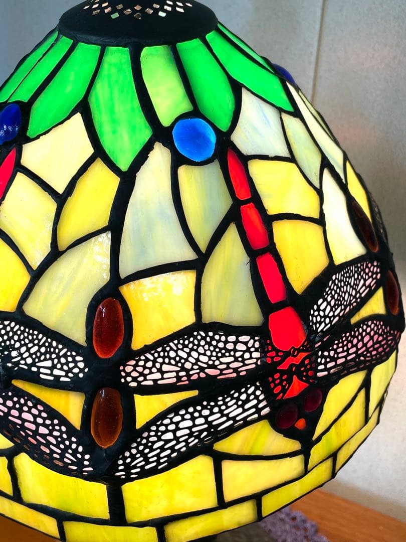 アールヌーボー トンボ柄 ステンドグラス 卓上ランプ インテリア 美品