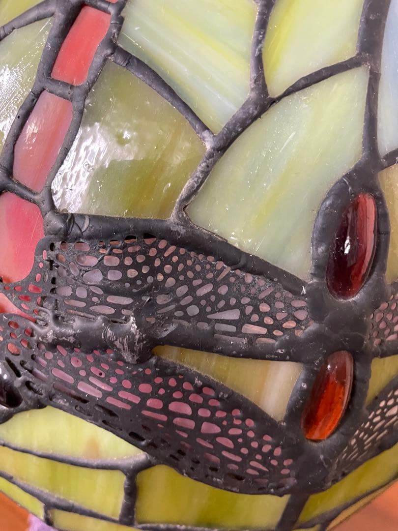 アールヌーボー トンボ柄 ステンドグラス 卓上ランプ インテリア 美品