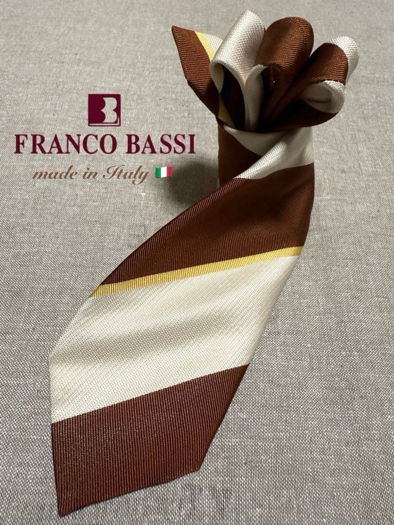 FRANCO BASSI／フランコバッシ／ブロックストライプ／ブラウン／ベージュ