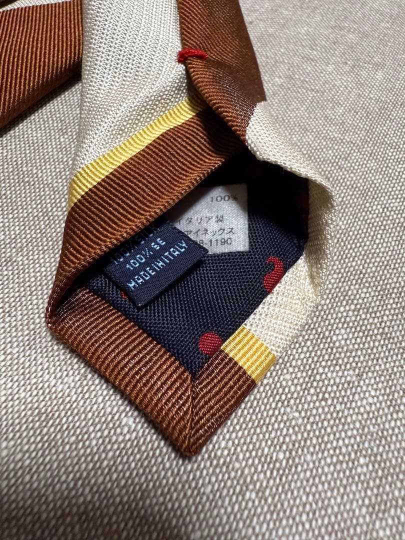 FRANCO BASSI／フランコバッシ／ブロックストライプ／ブラウン／ベージュ