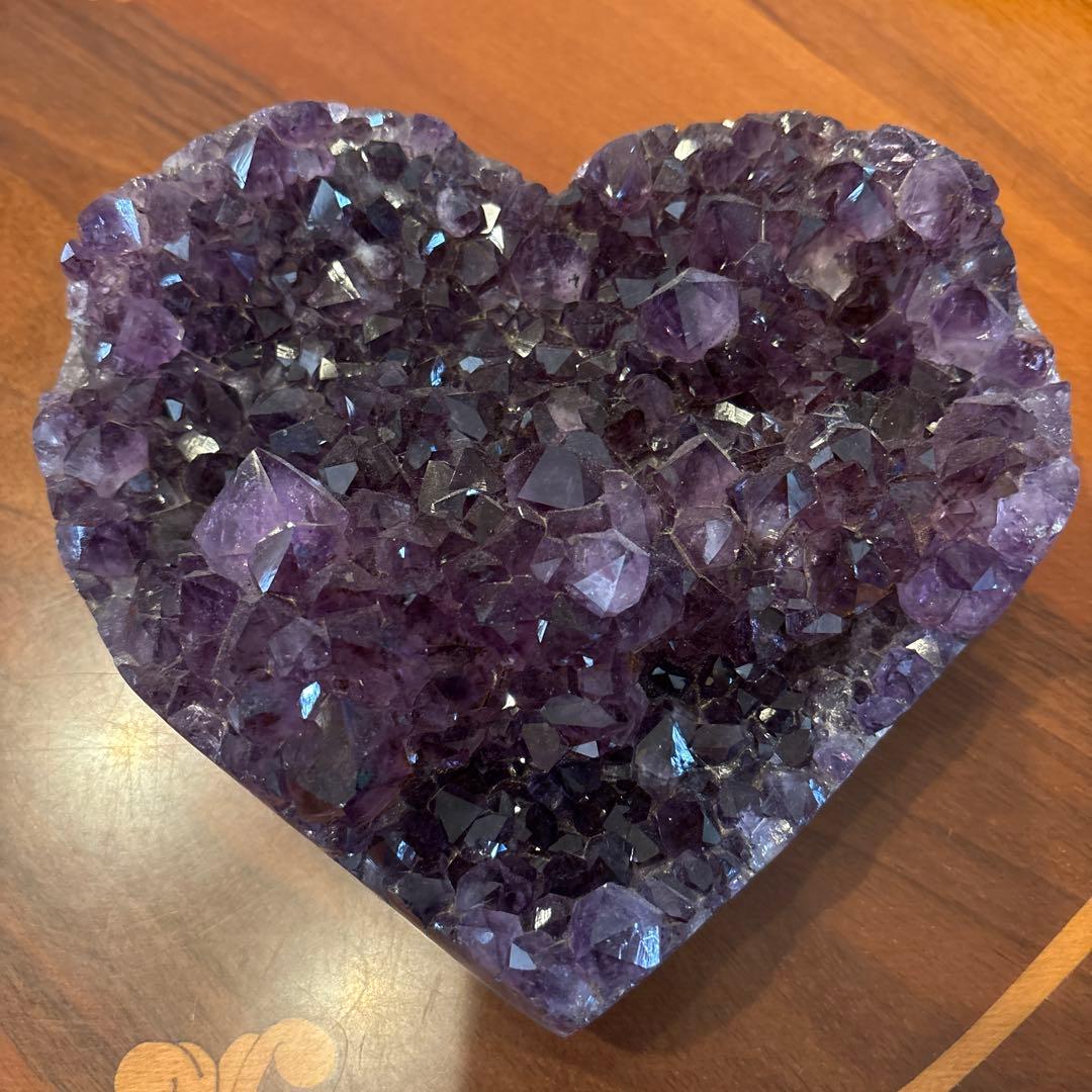 アメジスト♡ビックハート♡キラキラ天然石♡専用台座付き