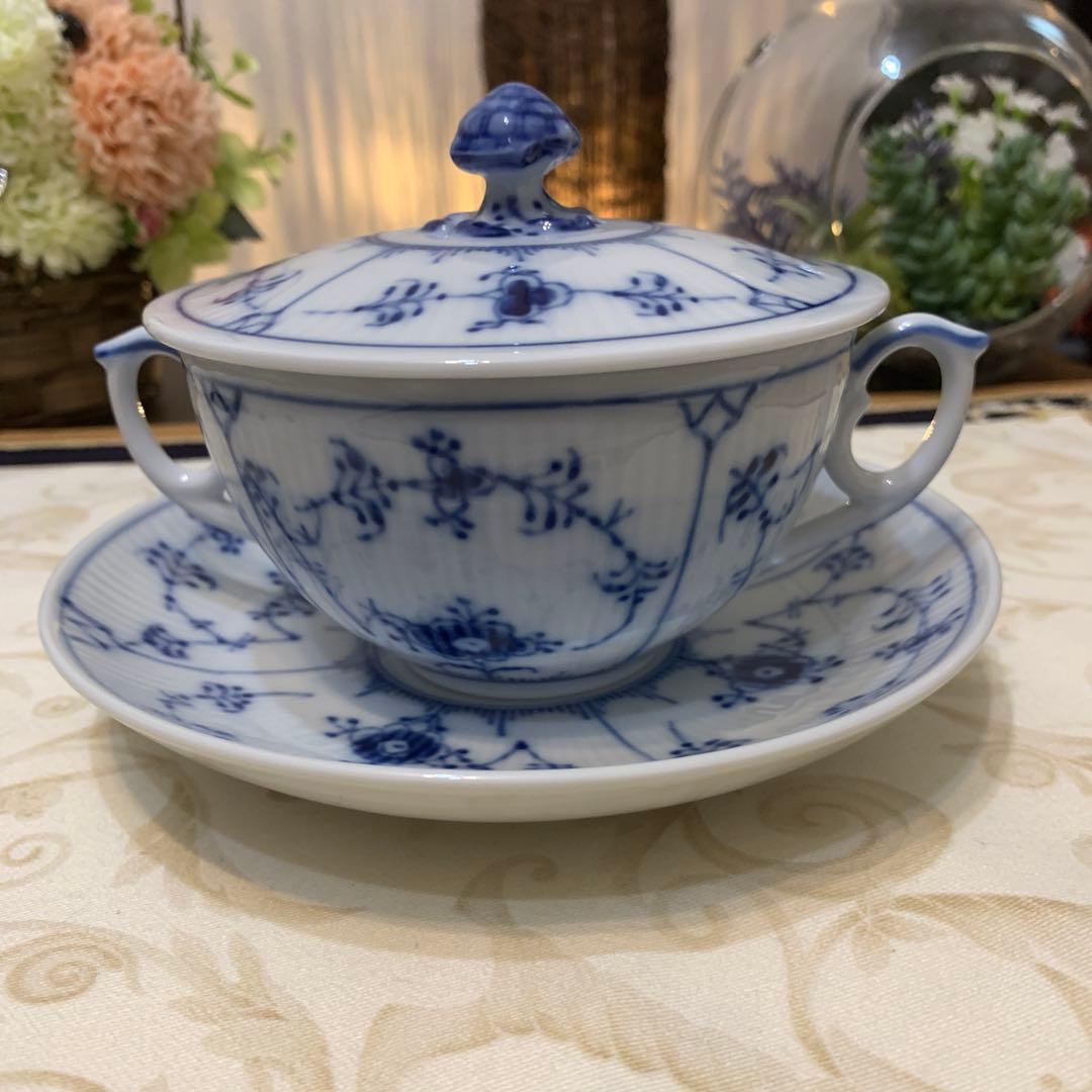 ロイヤルコペンハーゲン ブルーフルーテッド プレイン スープカップ＆ソーサー