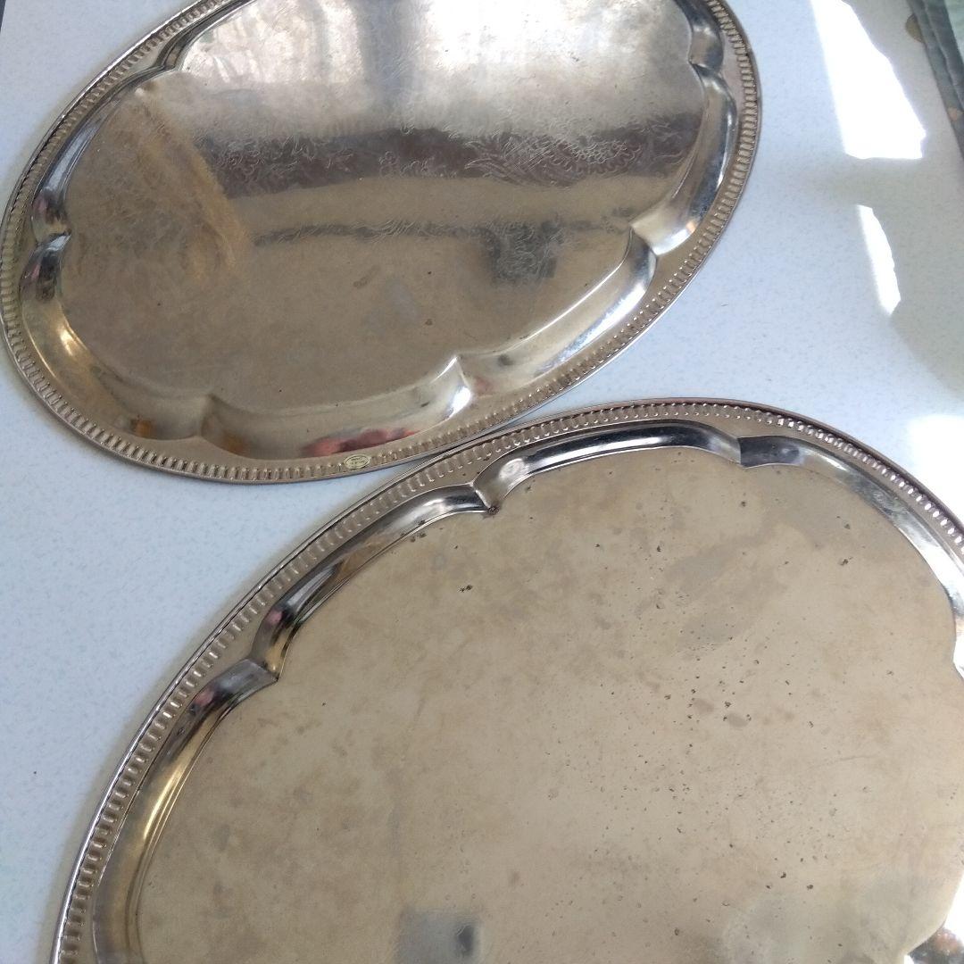 ステンレスパーティー大皿 6枚セット 　丸型4枚　楕円型　2枚エレガント