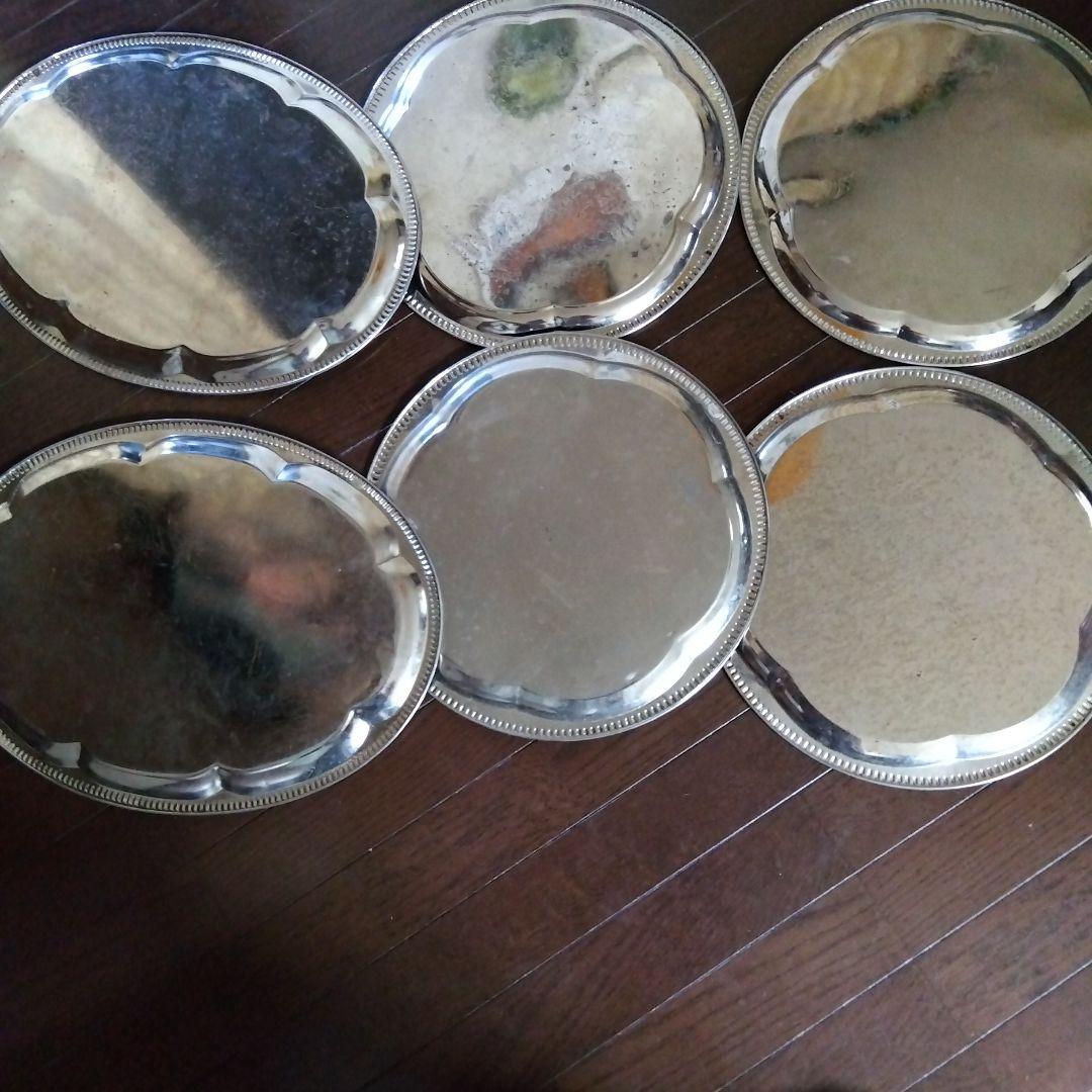 ステンレスパーティー大皿 6枚セット 　丸型4枚　楕円型　2枚エレガント