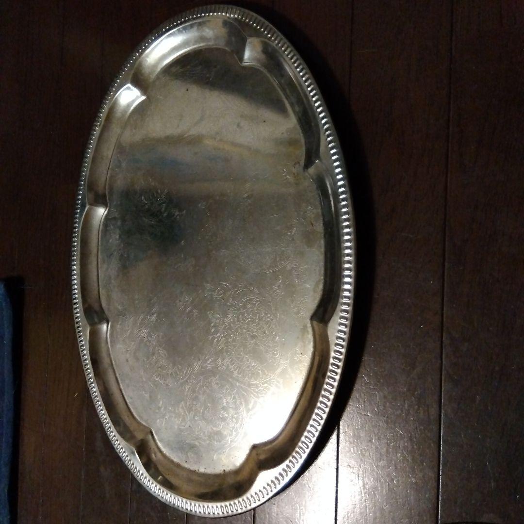 ステンレスパーティー大皿 6枚セット 　丸型4枚　楕円型　2枚エレガント